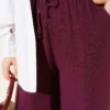 Elastic Waist Wide Leg Muslin Pants Plum all'ingrosso pants view 4 - Hicabistan fabbrica Turchia