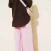 Elastic Waist Wide Leg Muslin Pants Pink all'ingrosso pants view 3 - Hicabistan fabbrica Turchia