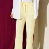 Waist Elastic Gingham Pants Yellow