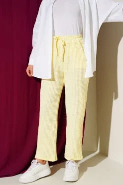 Waist Elastic Gingham Pants Yellow