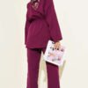 Elastic Waist Gold Button Two-Piece Set Plum wholesale clothing set view 3 - Hicabistan Turkey factory