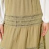 Elastic Waist Lace Trim Muslin Skirt all'ingrosso skirt view 4 - Hicabistan fabbrica Turchia