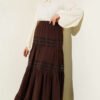 Elastic Waist Lace Trim Muslin Skirt Brown wholesale skirt view 2 - Hicabistan Turkey factory