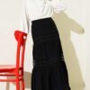 Elastic Waist Lace Trim Muslin Skirt Black wholesale skirt view 2 - Hicabistan Turkey factory