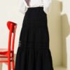 Elastic Waist Lace Trim Muslin Skirt Black wholesale skirt view 3 - Hicabistan Turkey factory