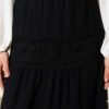 Elastic Waist Lace Trim Muslin Skirt Black wholesale skirt view 4 - Hicabistan Turkey factory