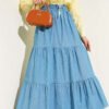 Elastic Waist Tiered Denim Skirt Großhandel skirt - Hicabistan Türkei Fabrik