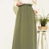 Elastic Waistband Pocket Skirt Khaki بالجملة skirt - Hicabistan مصنع تركيا
