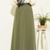 Elastic Waistband Pocket Skirt Khaki wholesale skirt view 3 - Hicabistan Turkey factory