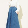 Elastic Waistband Belted Flared Denim Skirt groothandel skirt view 2 - Hicabistan Turkije fabriek