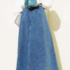 Elastic Waistband Belted Flared Denim Skirt groothandel skirt view 3 - Hicabistan Turkije fabriek