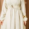 Elastic Waist Flared Dress Stone بالجملة dress view 4 - Hicabistan مصنع تركيا