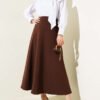 Elastic Waist Flared Basic Skirt Brown wholesale skirt view 2 - Hicabistan Turkey factory