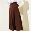 Elastic Waist Flared Basic Skirt Brown wholesale skirt view 3 - Hicabistan Turkey factory