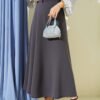 Elastic Waist Flared Midi Skirt