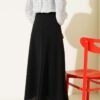 Elastic Waist Flared Midi Skirt Black wholesale skirt view 3 - Hicabistan Turkey factory