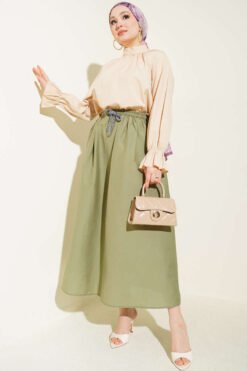 Elastic Waist Flared Parachute Skirt groothandel skirt view 2 - Hicabistan Turkije fabriek