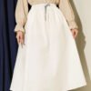 Elastic Waist Flared Parachute Skirt Ecru al por mayor skirt - Hicabistan fábrica Turquía