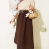 Elastic Waist Flared Parachute Skirt Brown al por mayor skirt view 2 - Hicabistan fábrica Turquía