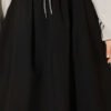 Elastic Waist Flared Parachute Skirt Black wholesale skirt view 4 - Hicabistan Turkey factory
