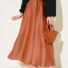 Elastic Waist Flared Satin Skirt al por mayor skirt - Hicabistan fábrica Turquía