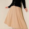 Elastic Waist Flared Scuba Skirt Camel al por mayor skirt - Hicabistan fábrica Turquía