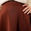 Elastic Waist Flared Scuba Skirt Brown en gros skirt view 4 - Hicabistan usine Turquie