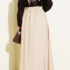 Elastic Waist Ribbon Detailed Skirt Beige بالجملة skirt view 3 - Hicabistan مصنع تركيا