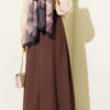 Elastic Waist Ribbon Detailed Skirt Brown en gros skirt view 3 - Hicabistan usine Turquie