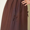 Elastic Waist Ribbon Detailed Skirt Brown en gros skirt view 4 - Hicabistan usine Turquie