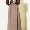 Elastic Waist Ribbon Detailed Skirt Mink groothandel skirt view 3 - Hicabistan Turkije fabriek