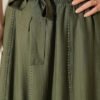 Elastic Waistband Belted Flared Skirt Khaki groothandel skirt view 4 - Hicabistan Turkije fabriek