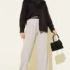 Elastic Waist Pleated Front Pants Grey all'ingrosso pants view 2 - Hicabistan fabbrica Turchia