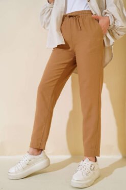 Elastic Waist Pants Camel