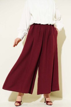 Elastic Waist Pants Skirt Burgundy