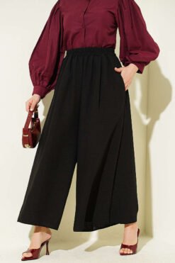 Elastic Waist Pants Skirt Black