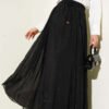 Elastic Waist Glitter Flared Skirt Black