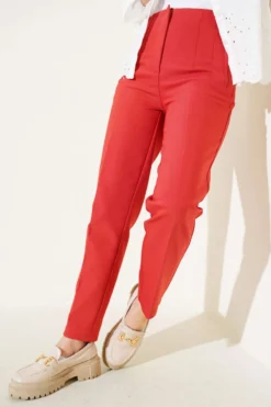 Alternative view of High-Waisted Slim Fit Fabric Trousers