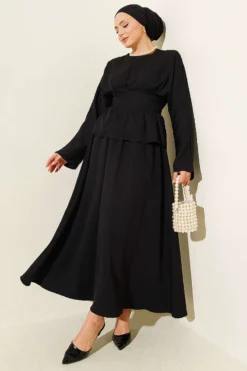 Belted Skirted Two-Piece Set Black