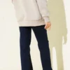 High-Waisted Palazzo Denim Pants Navy Blue all'ingrosso pants view 3 - Hicabistan fabbrica Turchia