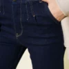 High-Waisted Palazzo Denim Pants Navy Blue all'ingrosso pants view 4 - Hicabistan fabbrica Turchia