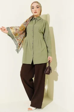 Alternative view of Belted Stone Button Shirt Stone
