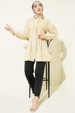 Alternative Ansicht von Belted Stone Button Shirt Beige