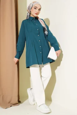 Alternative view of Belted Stone Button Shirt Petrol