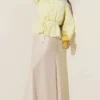Belted Loose Short Shirt Yellow بالجملة shirt view 2 - Hicabistan مصنع تركيا