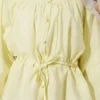 Belted Loose Short Shirt Yellow بالجملة shirt view 4 - Hicabistan مصنع تركيا