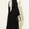 Belted Loose Fit Dress Black al por mayor dress view 3 - Hicabistan fábrica Turquía