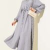 Belted Long Tunic Two-Piece Set Grey