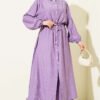 Belted Long Tunic Two-Piece Set Lilac