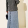 Five-Button Denim Skirt Blue all'ingrosso skirt view 3 - Hicabistan fabbrica Turchia